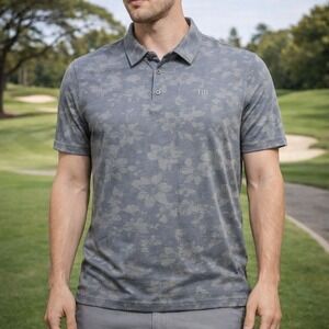 2/$30 Travis Mathew Polo Shirt Men XL‎ Floral All Over Graphic Print Golf